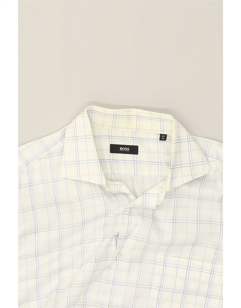 HUGO BOSS Mens Shirt Size 16 41 Large White Check Cotton | Vintage Hugo Boss | Thrift | Second-Hand Hugo Boss | Used Clothing | Messina Hembry 