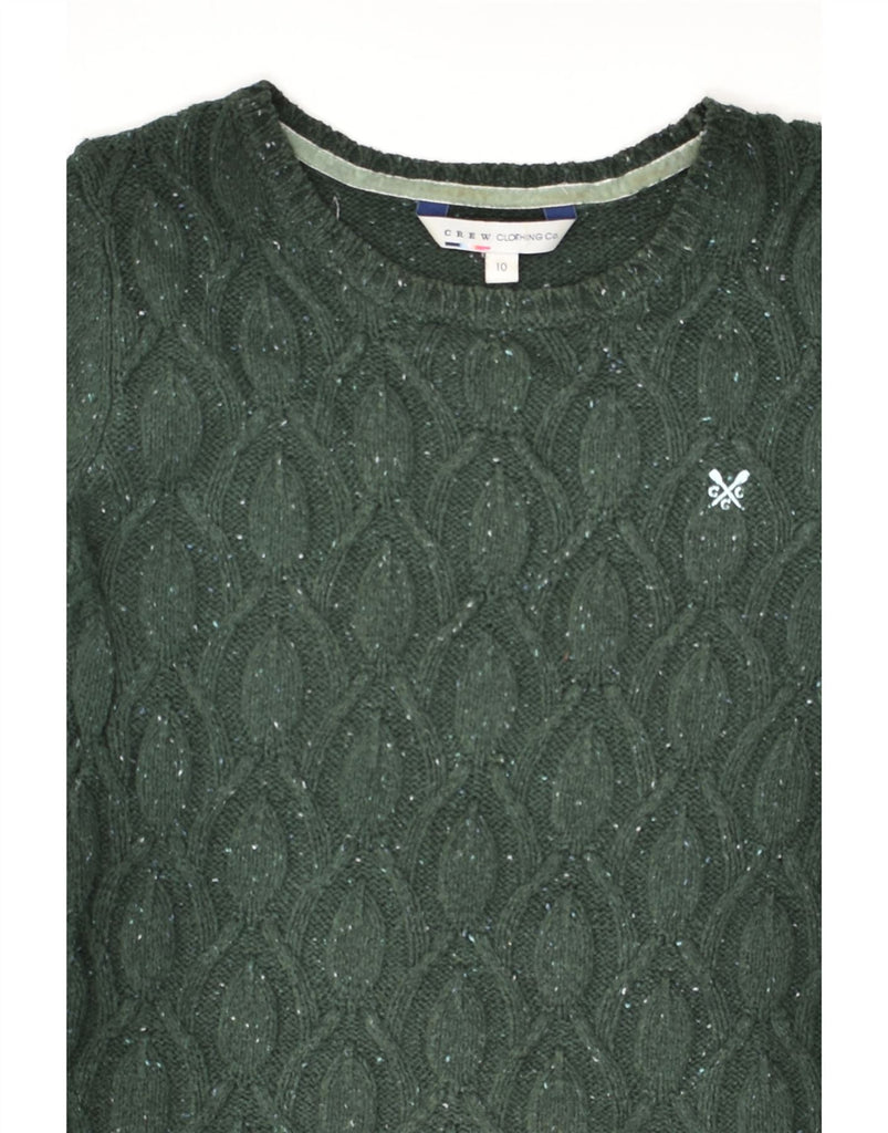 CREW CLOTHING Womens Crew Neck Jumper Sweater UK 10 Small Green Flecked | Vintage Crew Clothing | Thrift | Second-Hand Crew Clothing | Used Clothing | Messina Hembry 