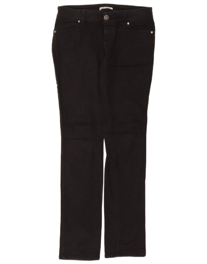 Benetton Womens Low Waist Casual Trousers IT 42 Medium W30 L34 Black Cotton