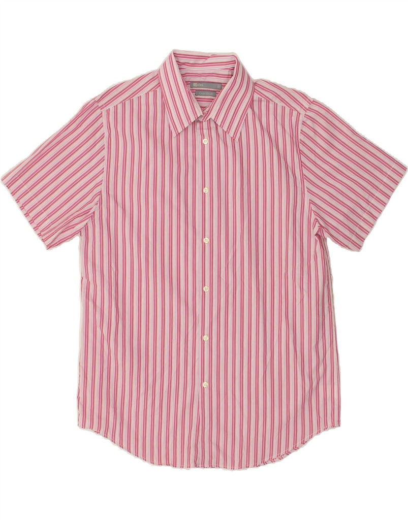 JULES Mens Coupe Grant Short Sleeve Shirt Size 41/42 Large Pink Pinstripe | Vintage Jules | Thrift | Second-Hand Jules | Used Clothing | Messina Hembry 