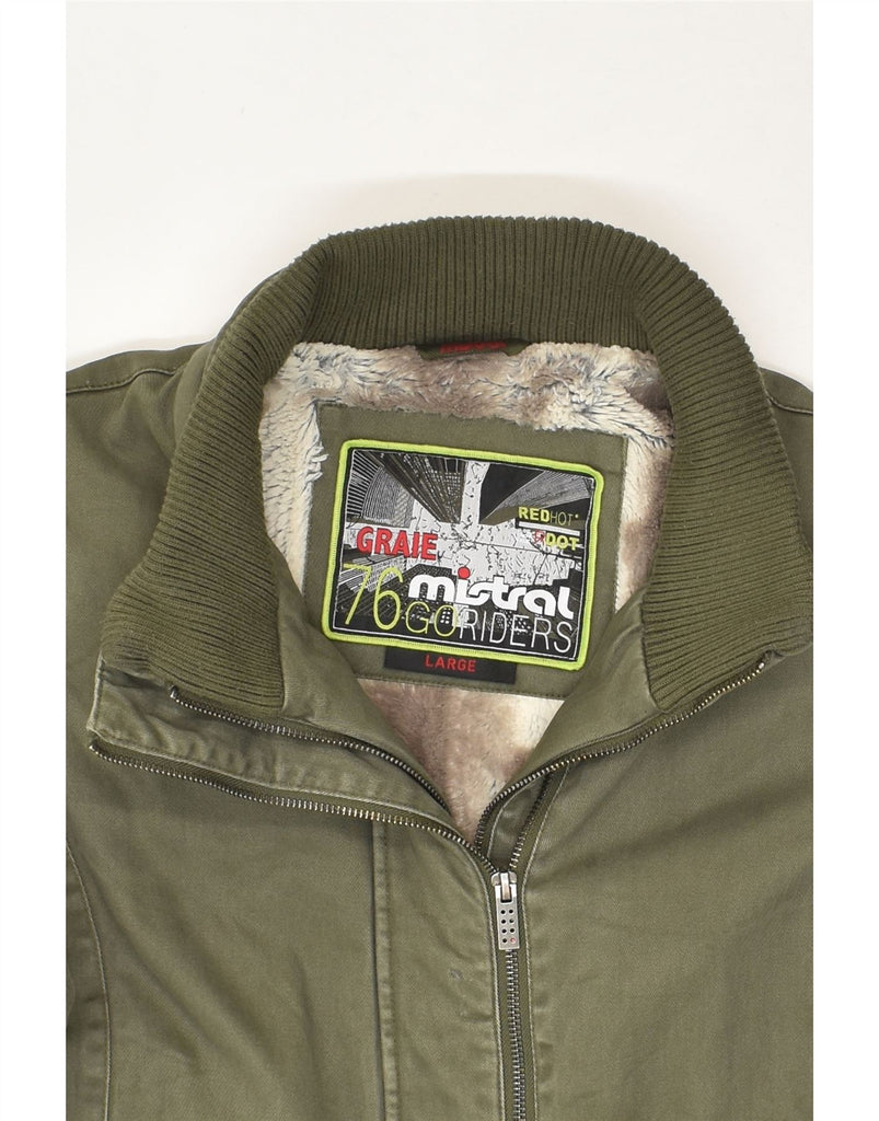 MISTRAL Womens Windbreaker Jacket UK 16 Large Khaki | Vintage Mistral | Thrift | Second-Hand Mistral | Used Clothing | Messina Hembry 