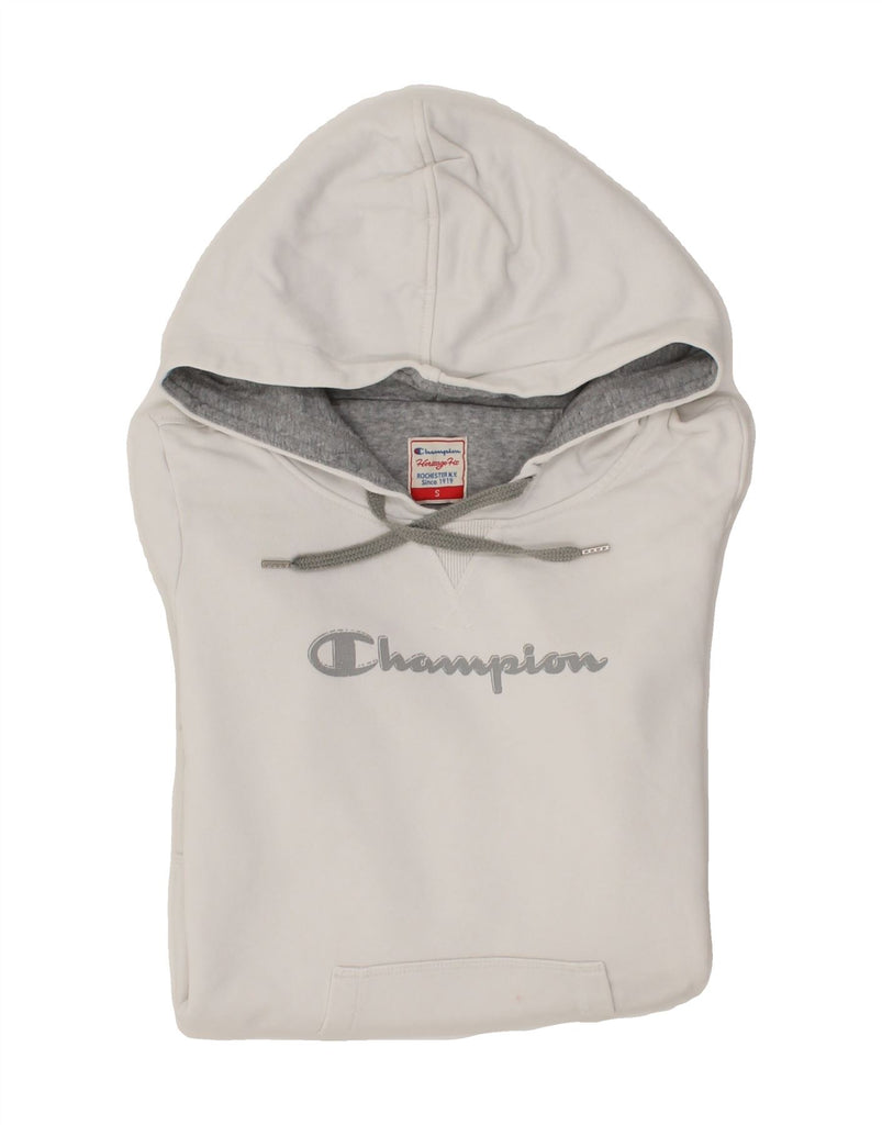 CHAMPION Womens Graphic Hoodie Jumper UK 10 Small Grey Vintage Champion and Second-Hand Champion from Messina Hembry 