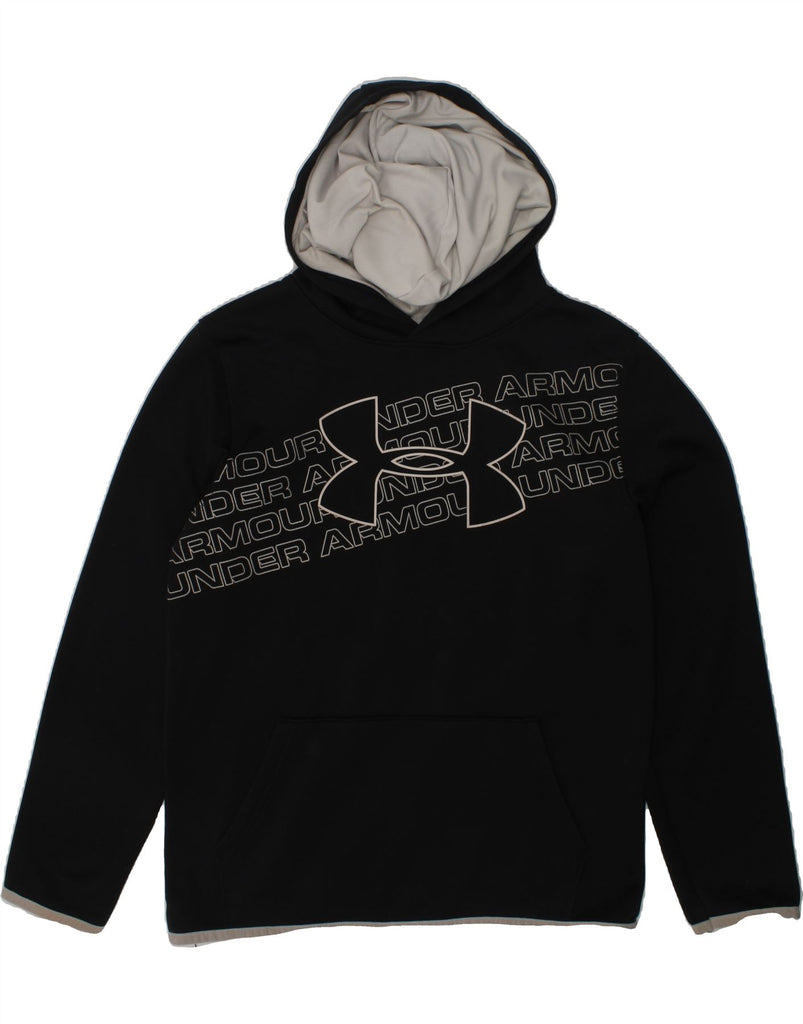 UNDER ARMOUR Boys Graphic Hoodie Jumper 13-14 Years Large Black Polyester | Vintage Under Armour | Thrift | Second-Hand Under Armour | Used Clothing | Messina Hembry 