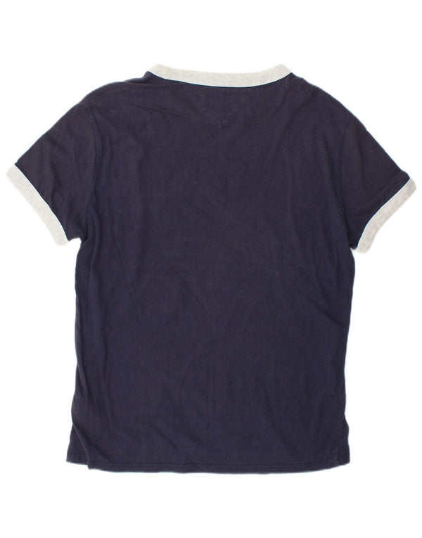 Tommy Hilfiger Mens Loose Fit T-Shirt Top XS Navy Blue Colourblock Cotton