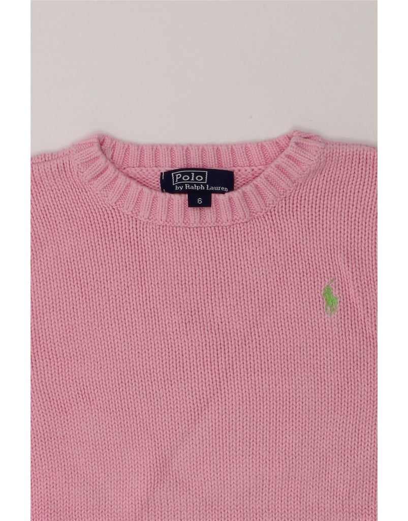 POLO RALPH LAUREN Girls Boat Neck Jumper Sweater 5-6 Years Pink Cotton | Vintage Polo Ralph Lauren | Thrift | Second-Hand Polo Ralph Lauren | Used Clothing | Messina Hembry 