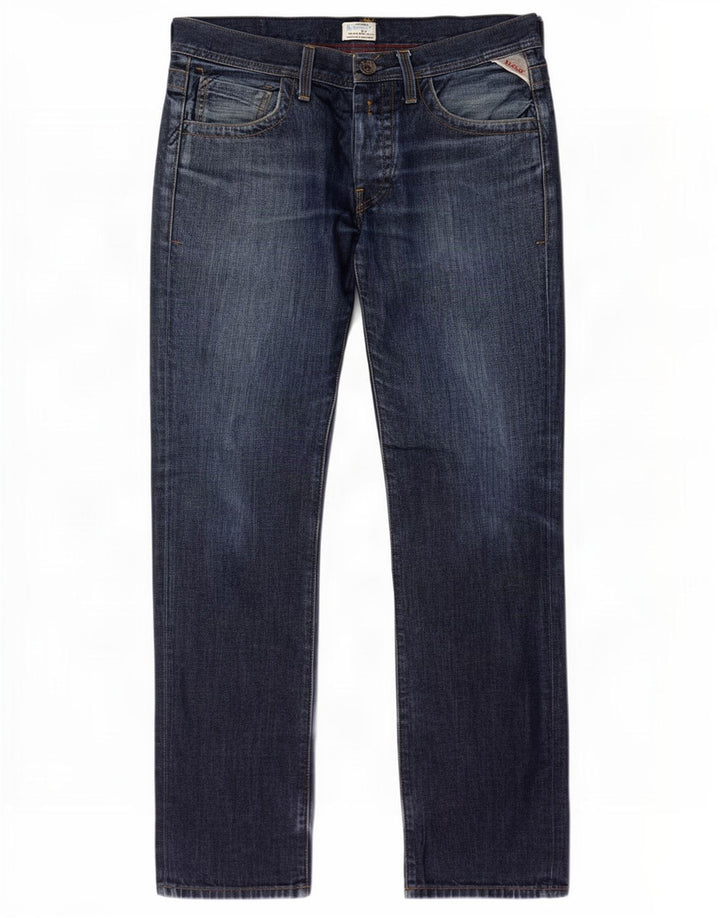 Replay Mens Straight Jeans W32 L30 Navy Blue