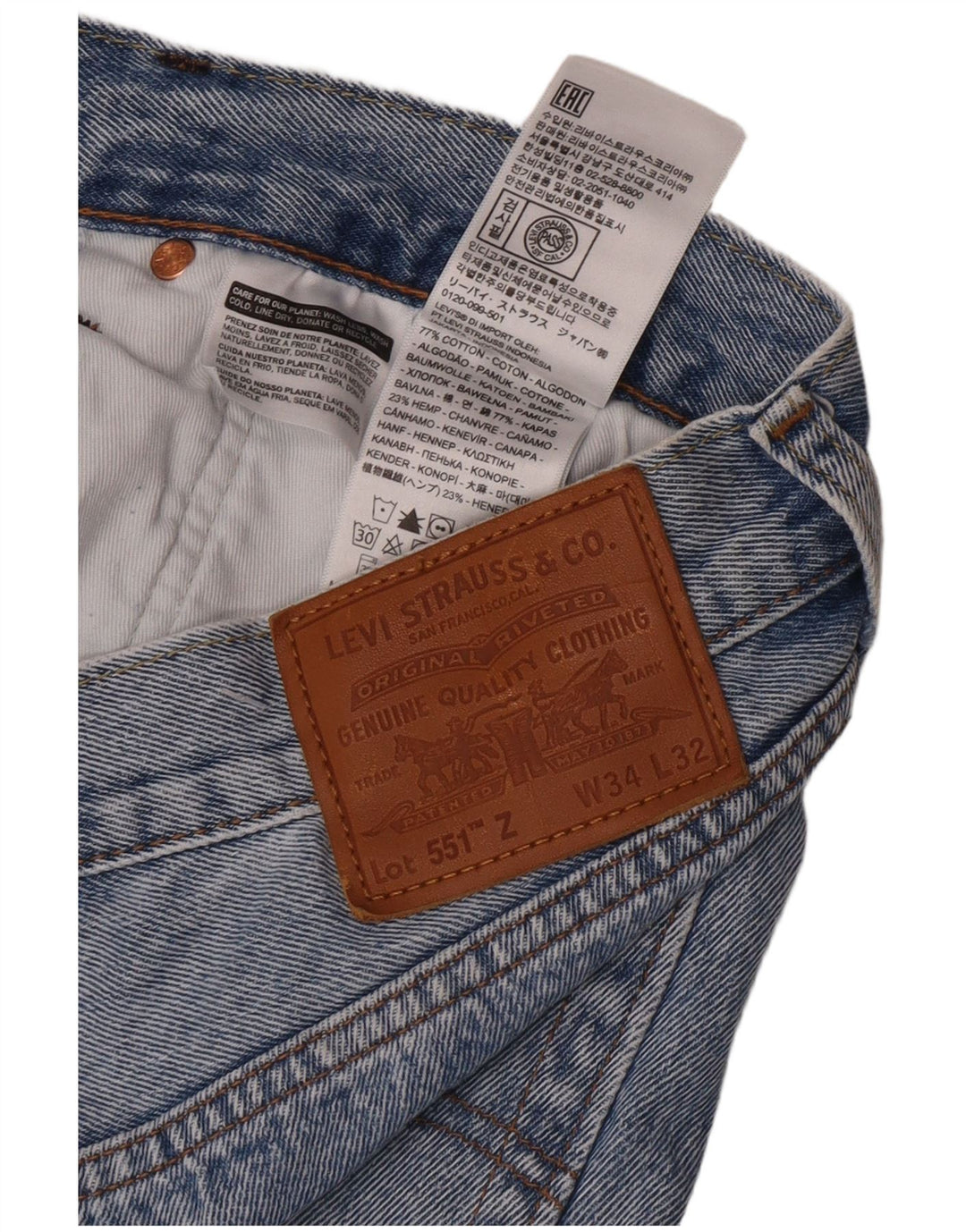 Levi's Mens Straight Jeans W34 L32 Blue Cotton