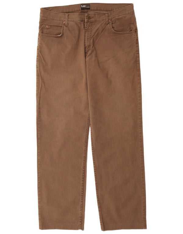 Lee Mens Brooklyn Straight Casual Trousers W36 L32 Brown Cotton
