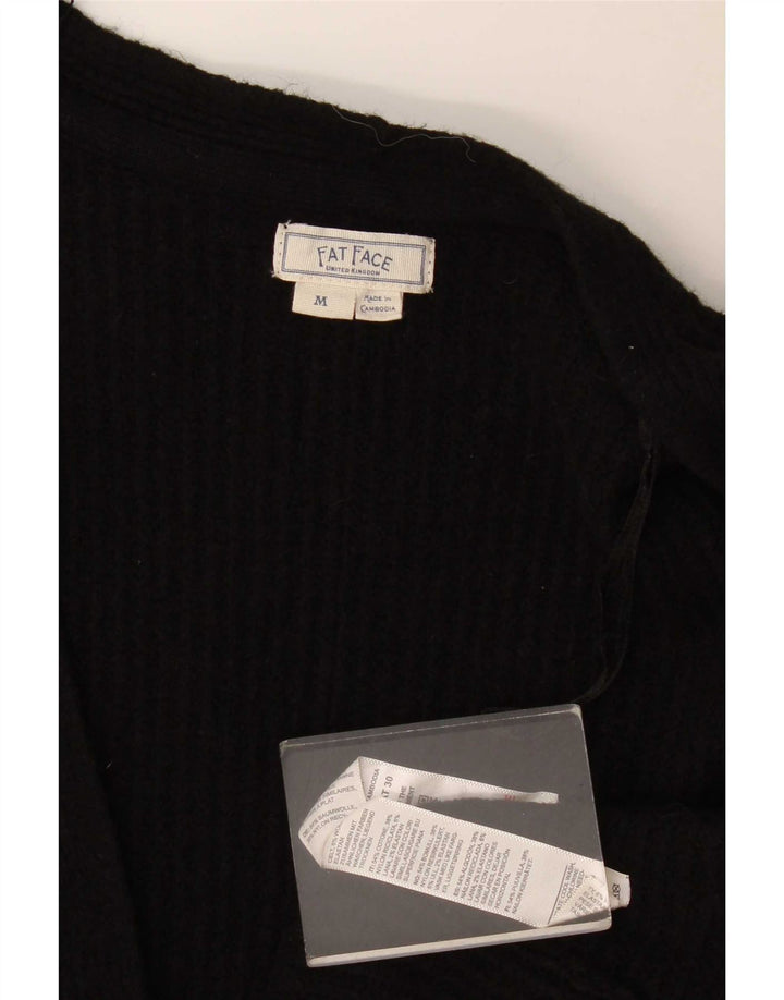 Fat Face Womens Longline Open Cardigan Sweater UK 14 Medium Black Wool
