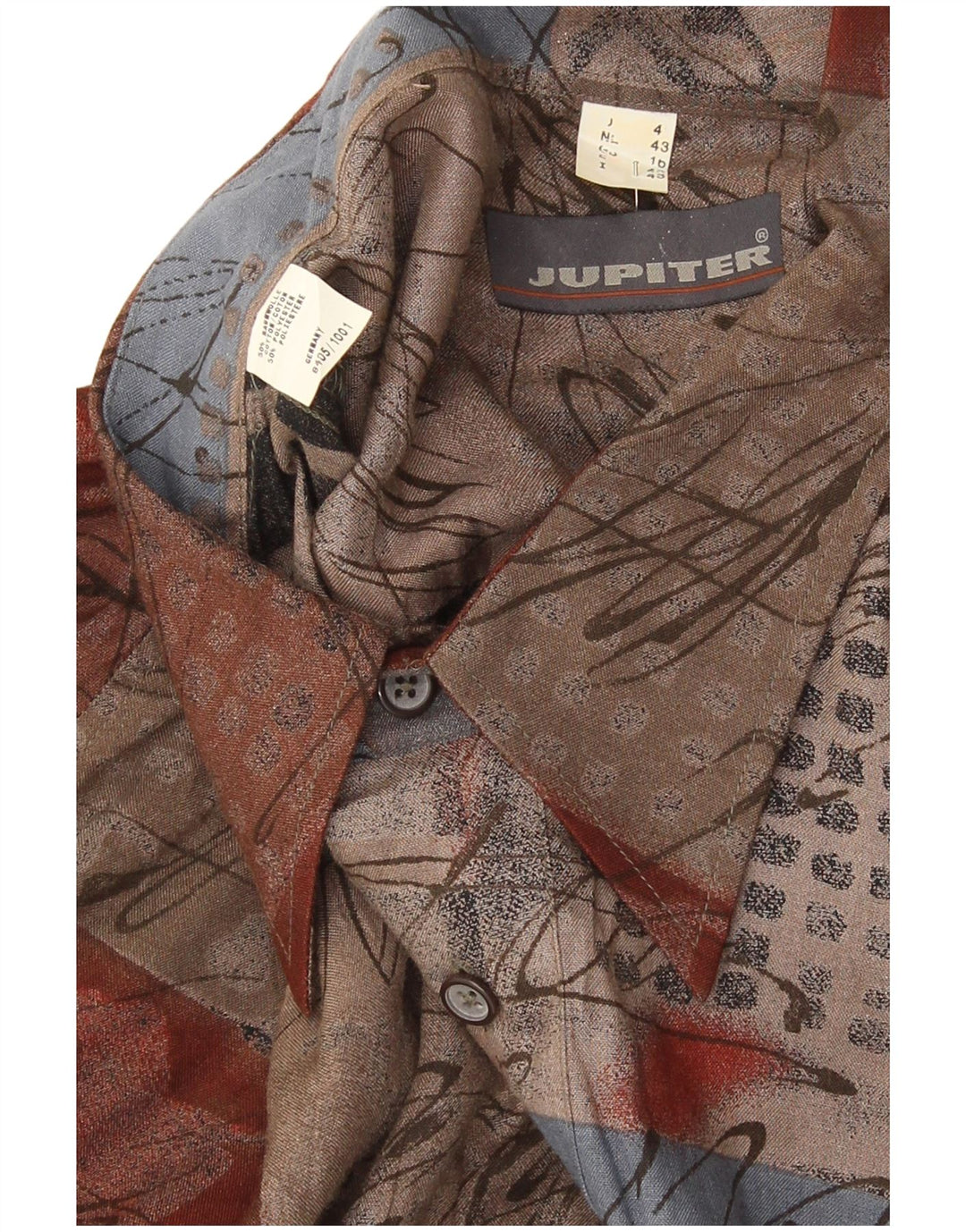 Jupiter Mens Pullover Shirt Size 43 Large Multicoloured Patchwork Cotton