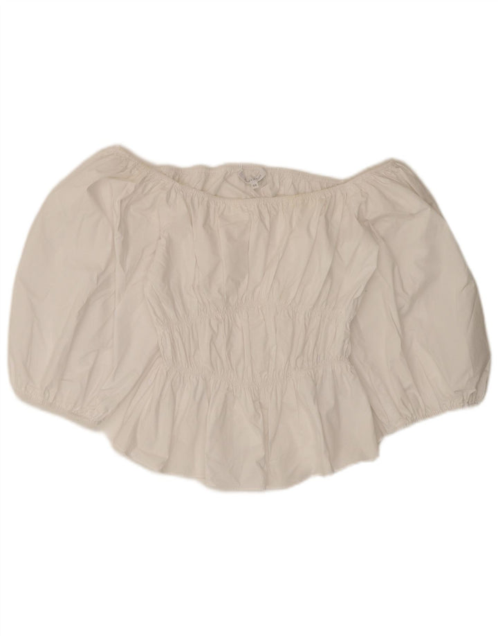 Patrizia Pepe Womens Crop Off Shoulder Top IT 44 Medium White Cotton