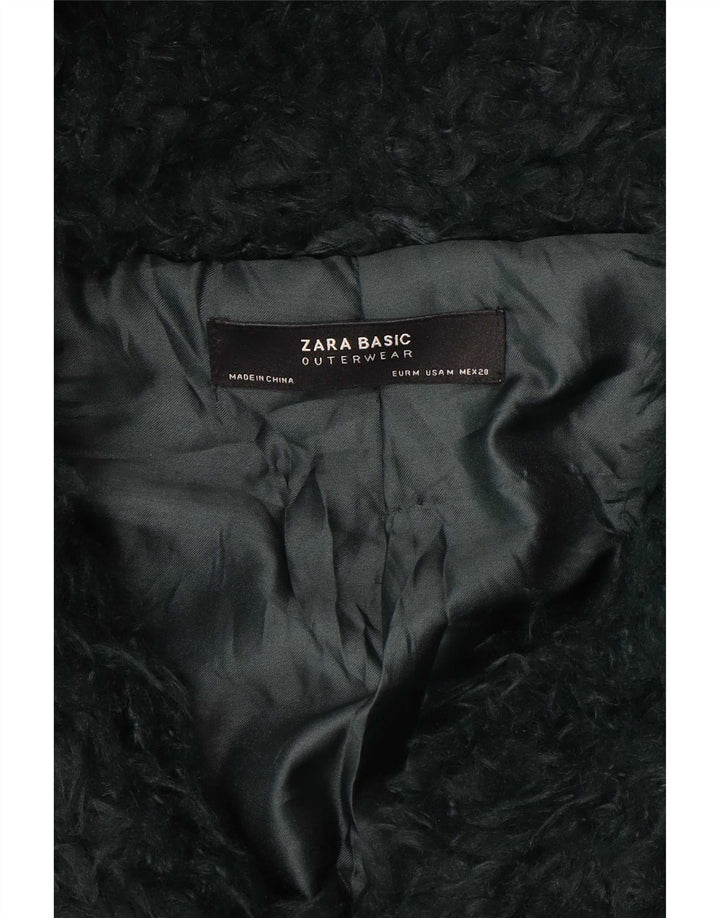 Zara Womens Teddy Hooded Overcoat UK 14 Medium Green
