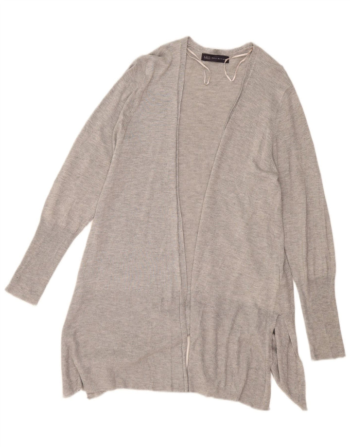 Marks & Spencer Womens Longline Open Cardigan Sweater UK 14 Medium Grey