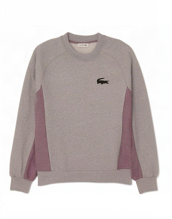 Lacoste Womens Oversized Sweatshirt Jumper Size 34 Small Grey Houndstooth
