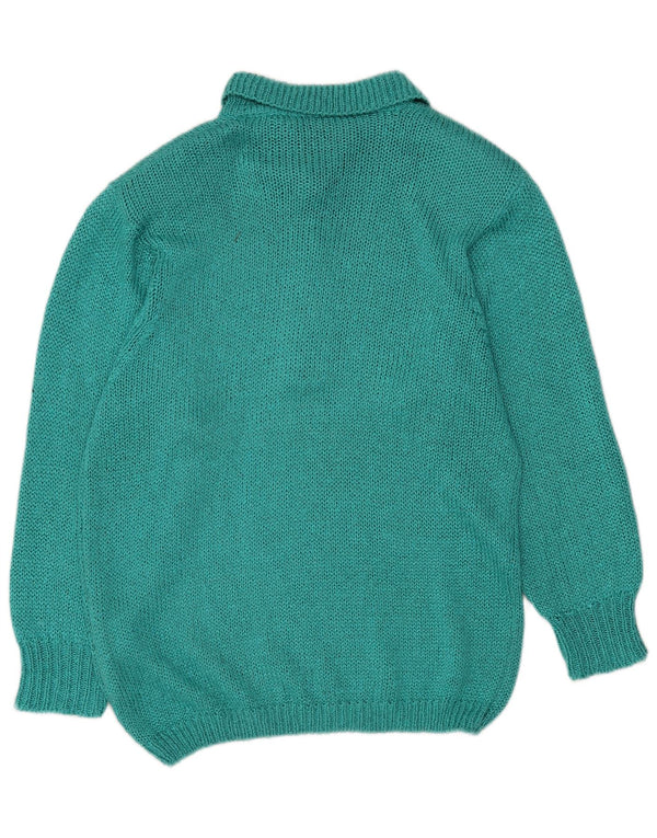 MALINA WONG Womens Polo Neck Jumper Sweater EU 38 Medium Turquoise Viscose