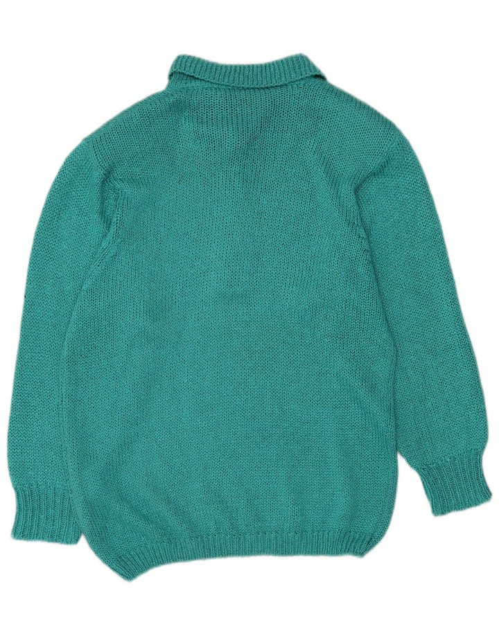 MALINA WONG Womens Polo Neck Jumper Sweater EU 38 Medium Turquoise Viscose