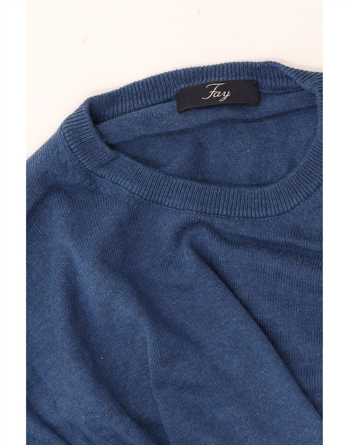 Fay Mens Crew Neck Jumper Sweater Medium Blue