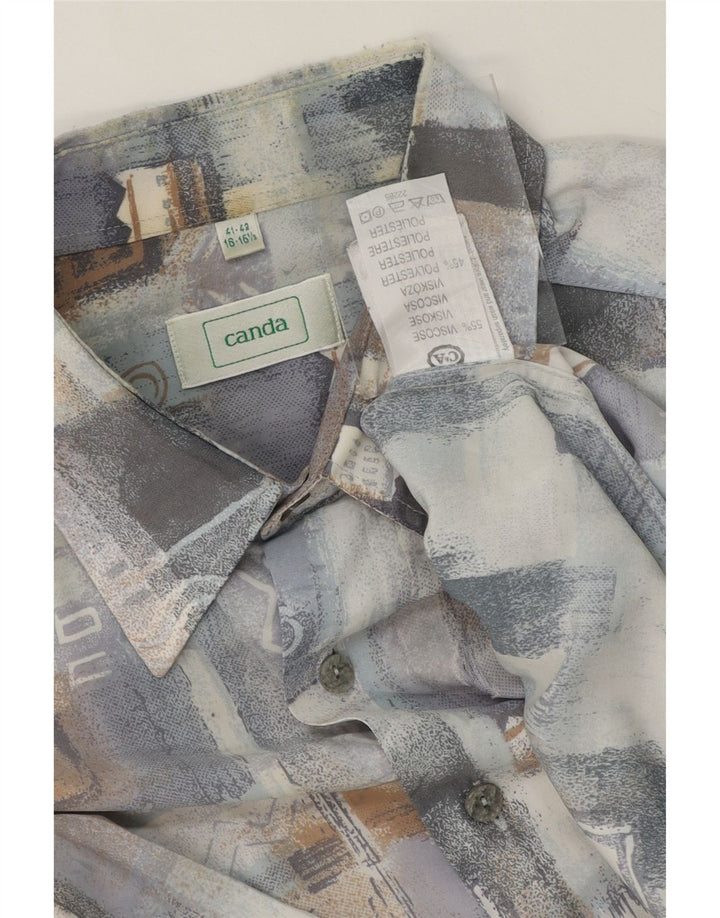 CANDA Mens Short Sleeve Shirt Size 16-16 1/2 41/42 Large Grey Geometric Vintage Canda and Second-Hand Canda from Messina Hembry 