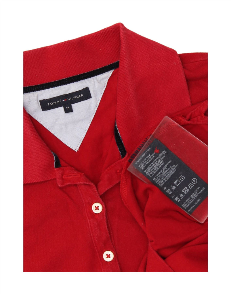 TOMMY HILFIGER Womens Polo Shirt UK 12 Medium Red Cotton Vintage Tommy Hilfiger and Second-Hand Tommy Hilfiger from Messina Hembry 