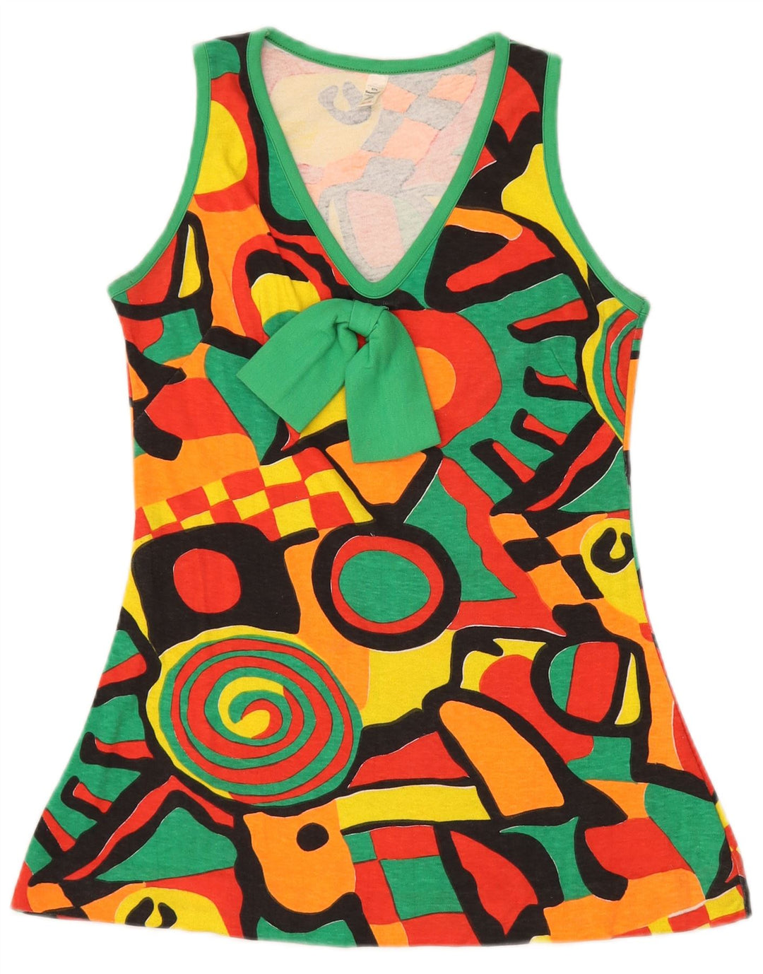 VINTAGE Womens Vest Top EU 36/38 Small Multicoloured Geometric Cotton