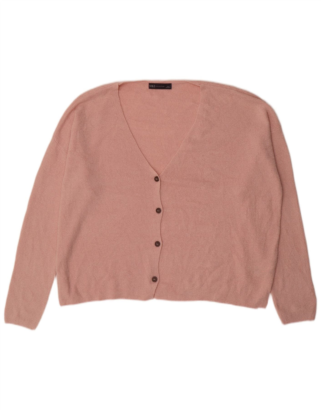 Marks & Spencer Womens Oversized Cardigan Sweater UK 16 Large Pink Acrylic