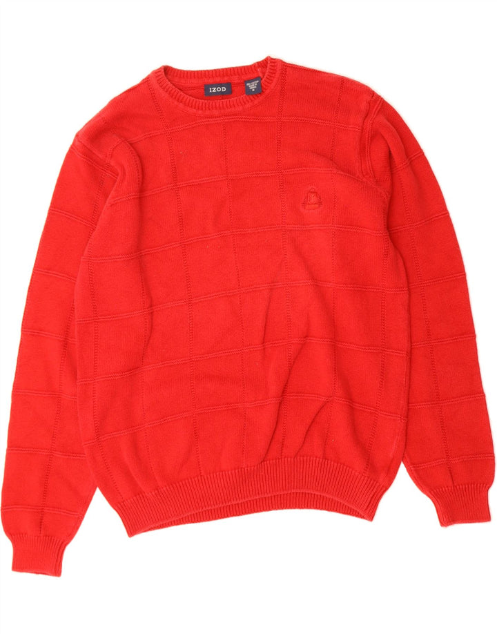 IZOD Mens Crew Neck Jumper Sweater Medium Red Cotton Vintage Izod and Second-Hand Izod from Messina Hembry 