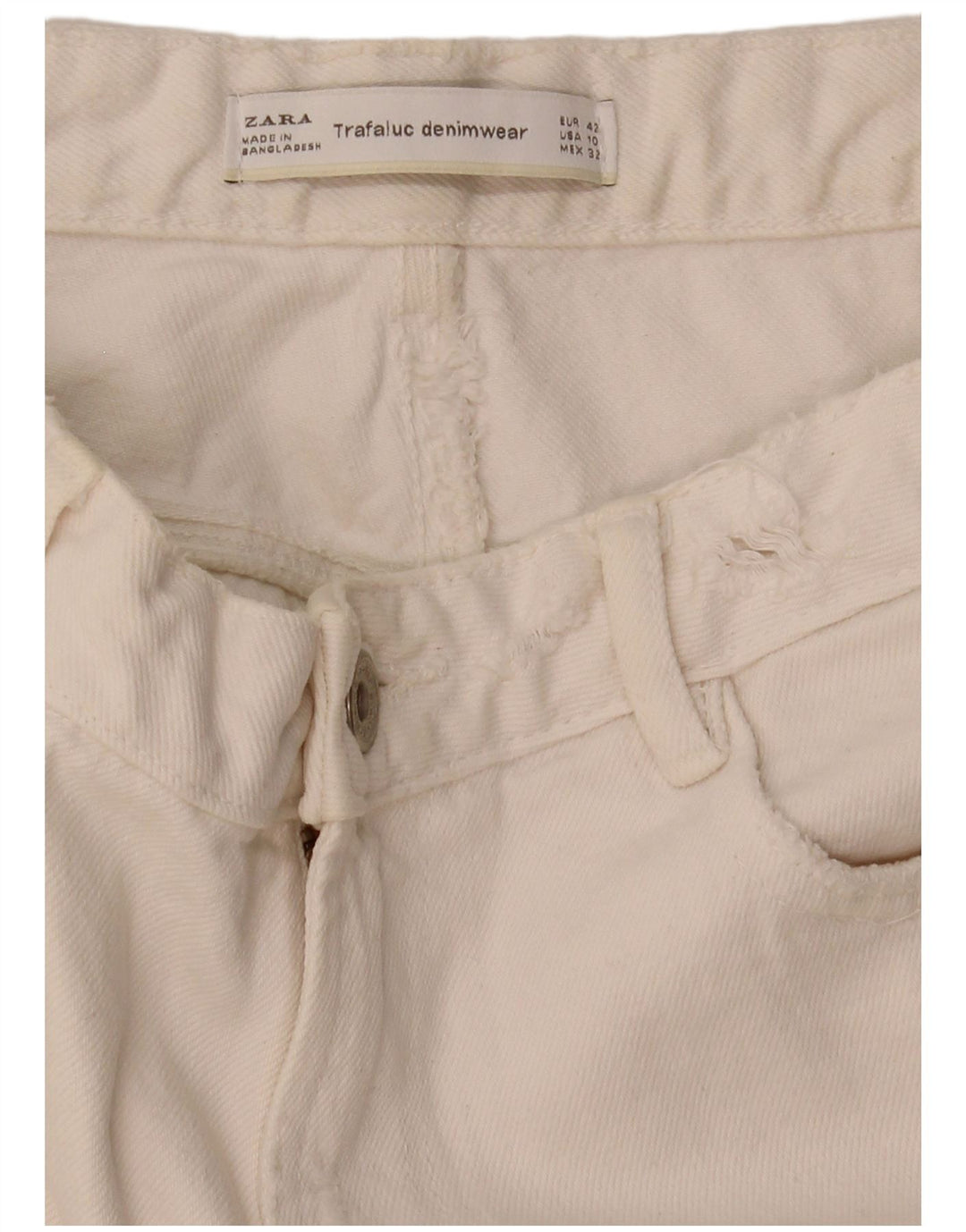 Zara Womens Distressed Tapered Jeans EU 42 Large W32 L26 White