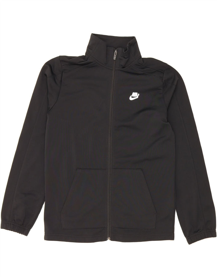 NIKE Boys Graphic Tracksuit Top Jacket 13-14 Years XL Black Polyester Vintage Nike and Second-Hand Nike from Messina Hembry 