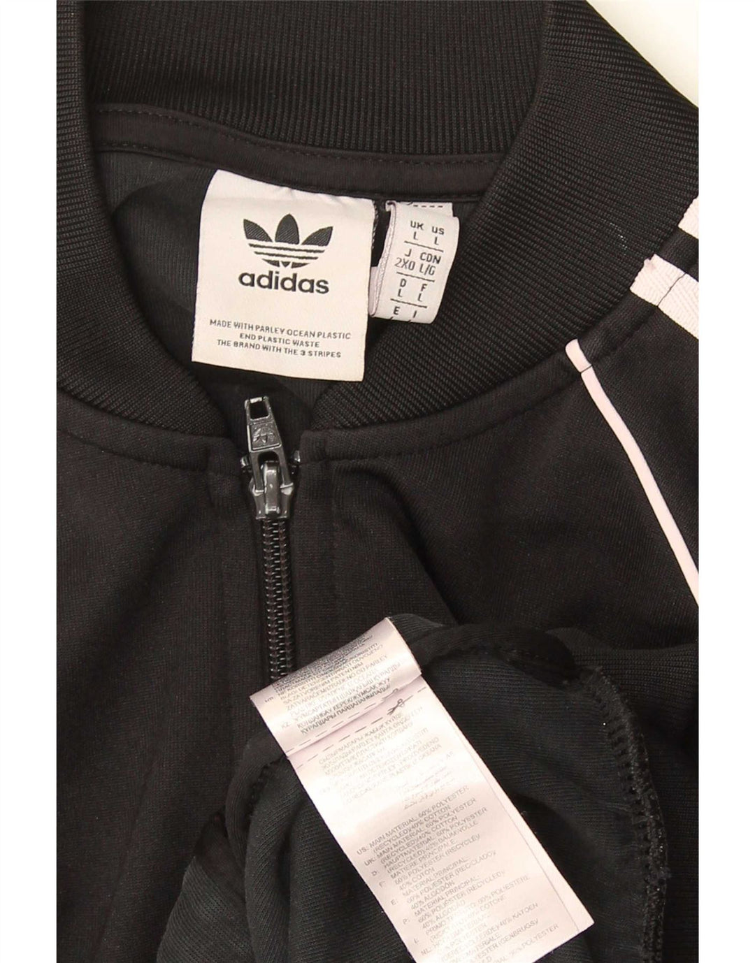 Adidas Mens Tracksuit Top Jacket Large Black Polyester