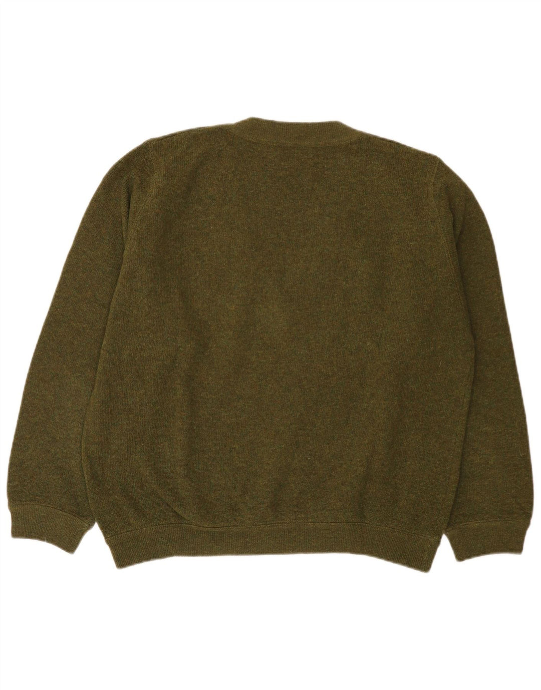 Sisley Mens V-Neck Jumper Sweater Medium Green Virgin Wool