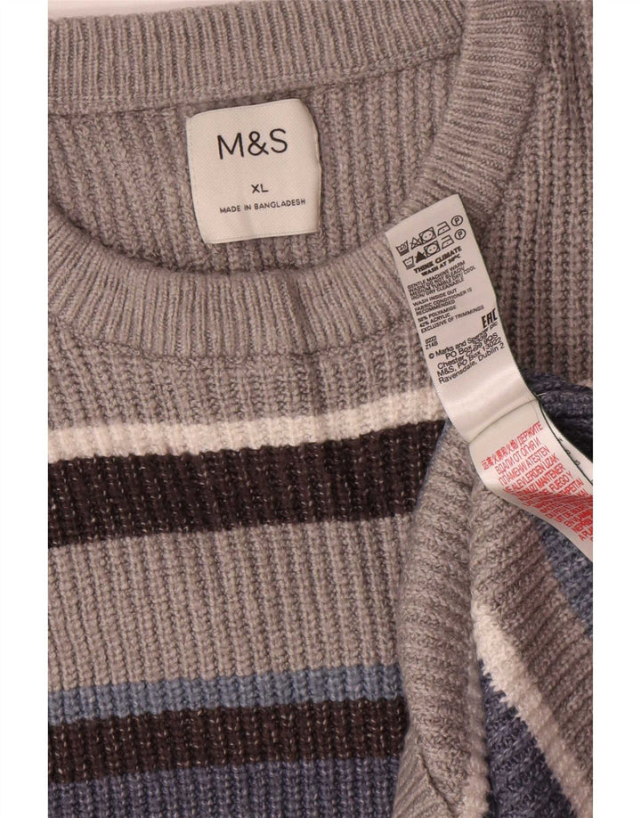 Marks & Spencer Mens Crew Neck Jumper Sweater XL Multicoloured Striped