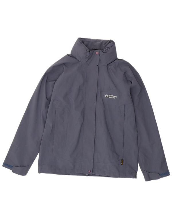 Sprayway Womens Hooded Rain Jacket UK 14 Medium Blue Polyester