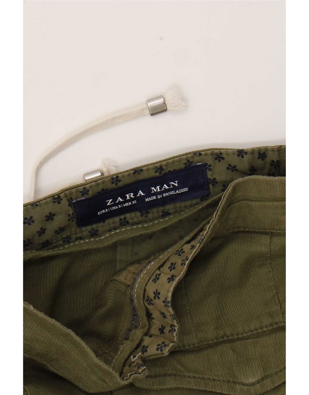Zara Mens Chino Shorts Small W30 Green
