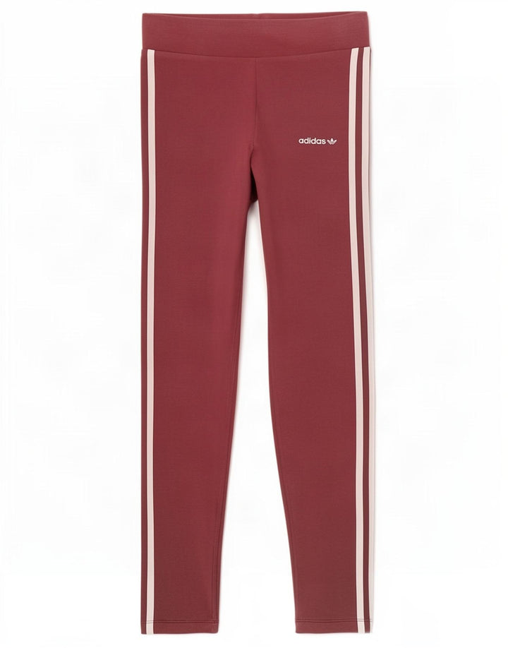 Adidas Womens Leggings UK 12 Medium Maroon Cotton
