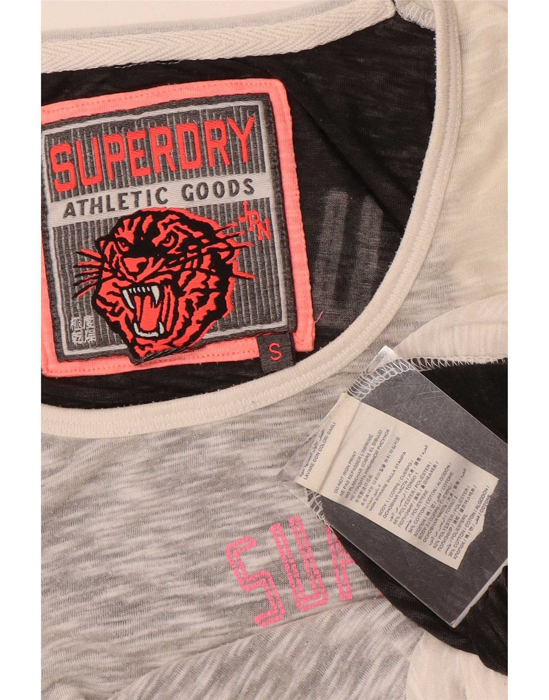 Superdry Womens Graphic Vest Top UK 10 Small Grey Colourblock Polyester