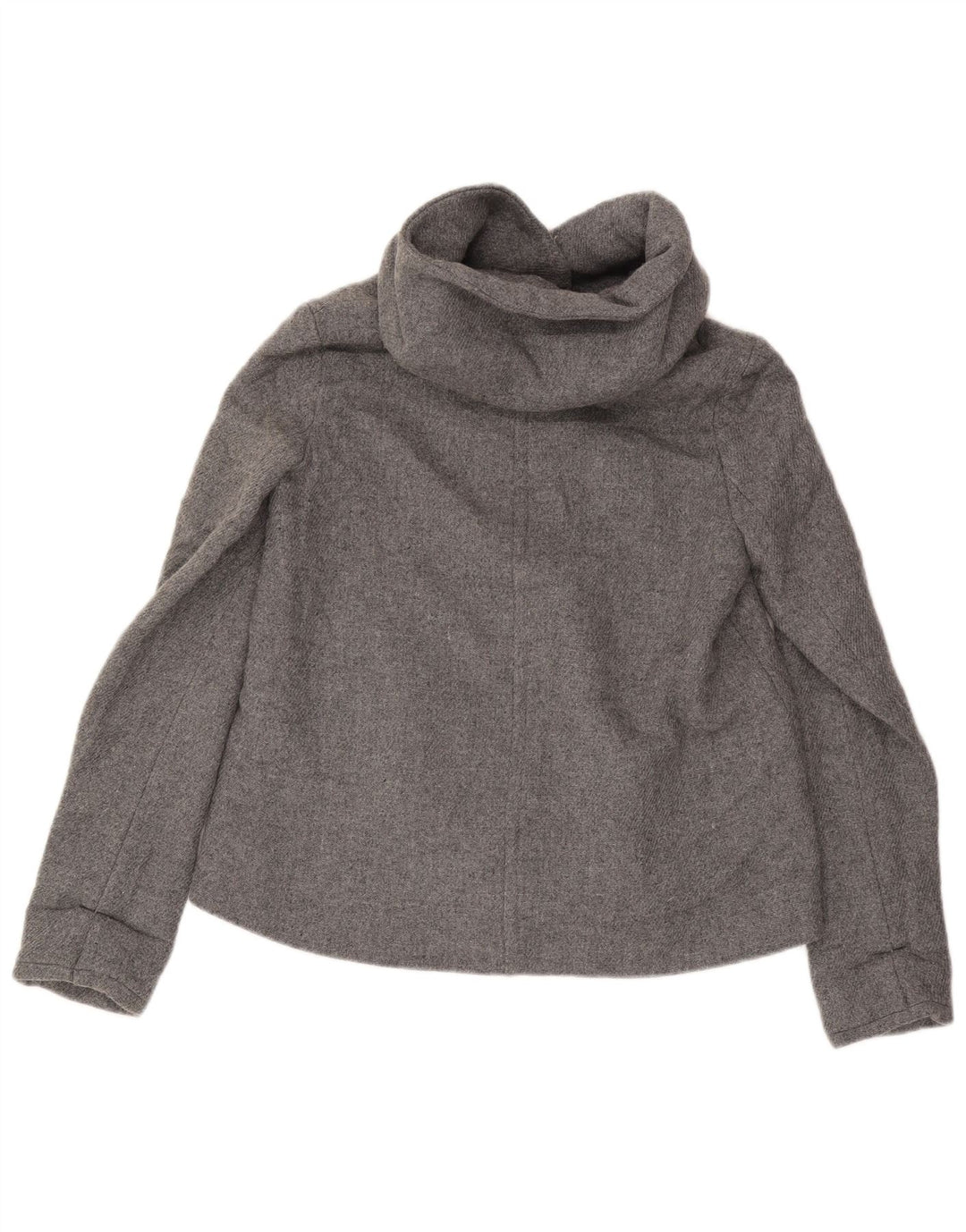 Zara Womens Hooded Bomber Jacket UK 10 Small Grey Wool