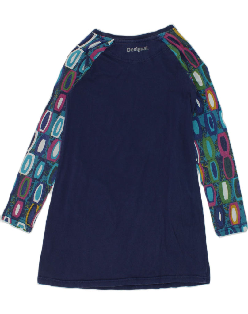 DESIGUAL Girls Long Sleeve Tunic Top 9-10 Years Navy Blue Patchwork Cotton | Vintage Desigual | Thrift | Second-Hand Desigual | Used Clothing | Messina Hembry 