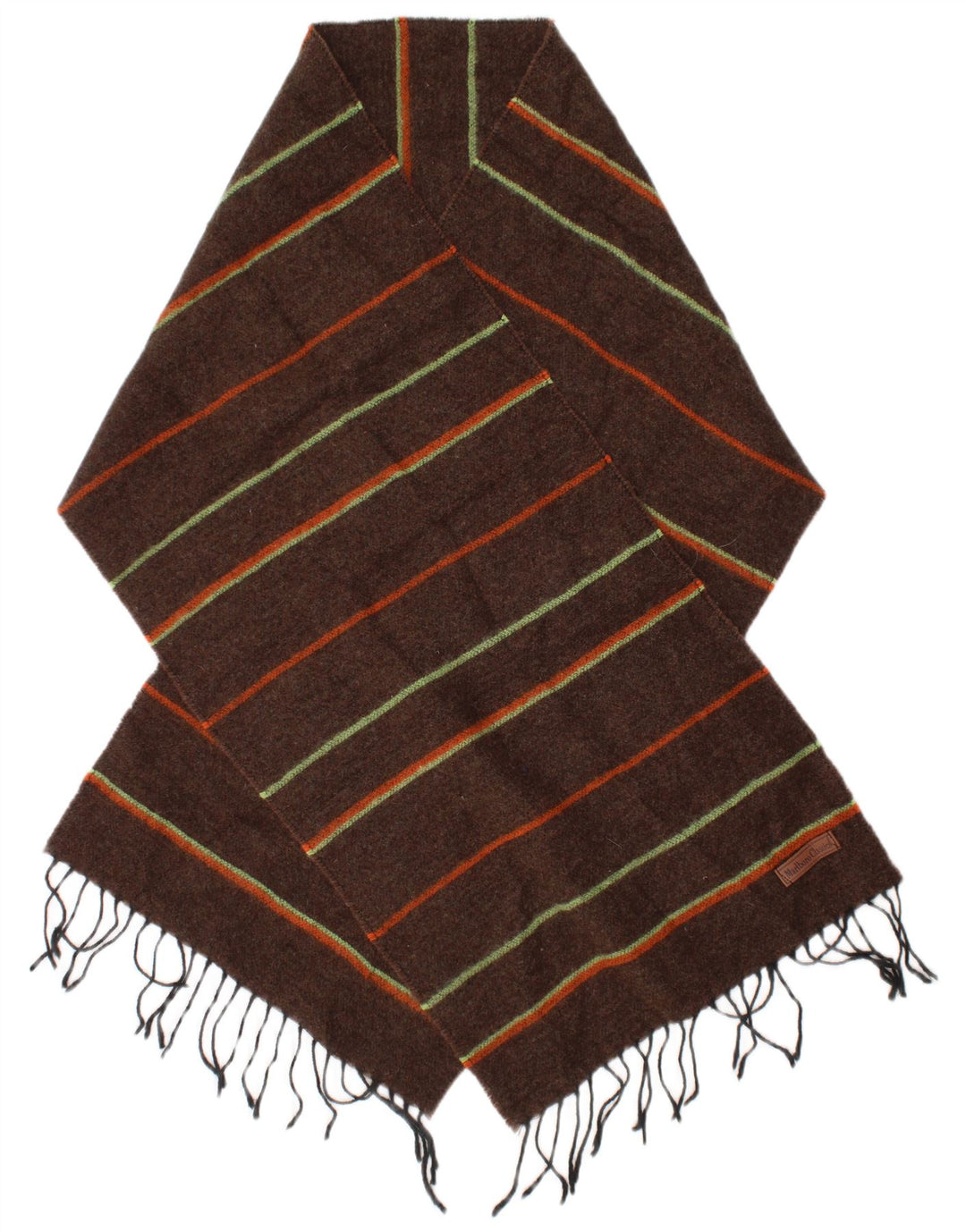 Marlboro Classics Mens Rectangle Scarf One Size Brown Striped Wool Classic