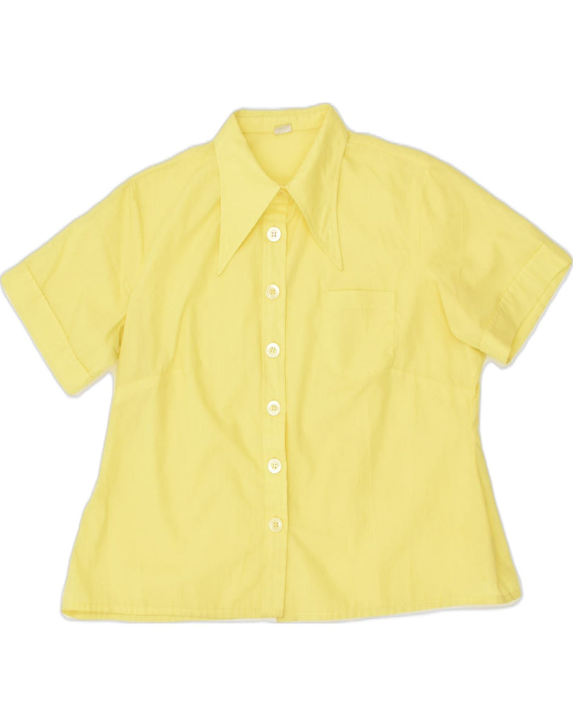 VINTAGE Womens Short Sleeve Shirt UK 18 XL Yellow Polyester | Vintage Vintage | Thrift | Second-Hand Vintage | Used Clothing | Messina Hembry 