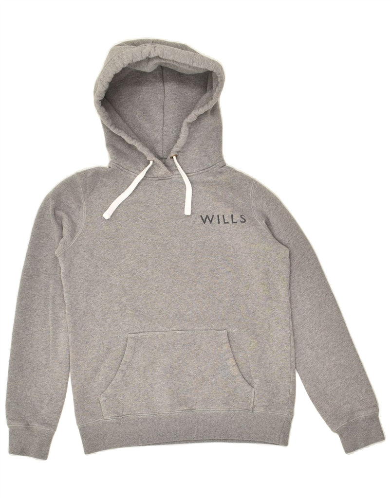 JACK WILLS Womens Graphic Hoodie Jumper UK 6 XS Grey Cotton | Vintage Jack Wills | Thrift | Second-Hand Jack Wills | Used Clothing | Messina Hembry 