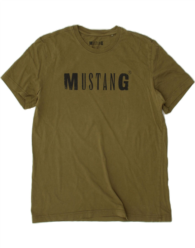 MUSTANG Mens Graphic T-Shirt Top Large Khaki Cotton | Vintage Mustang | Thrift | Second-Hand Mustang | Used Clothing | Messina Hembry 