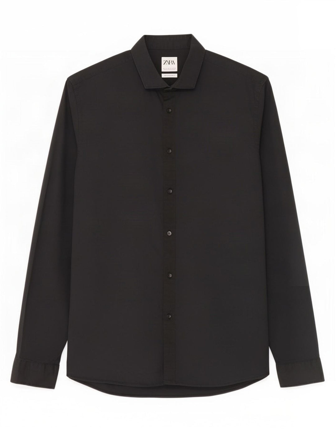 Zara Mens Super Slim Fit Shirt Large Black Cotton