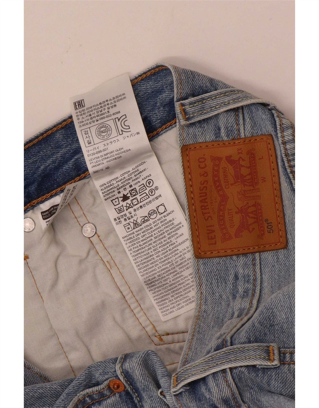 Levi's Womens 501 Distressed Denim Shorts W31 Medium Blue Cotton