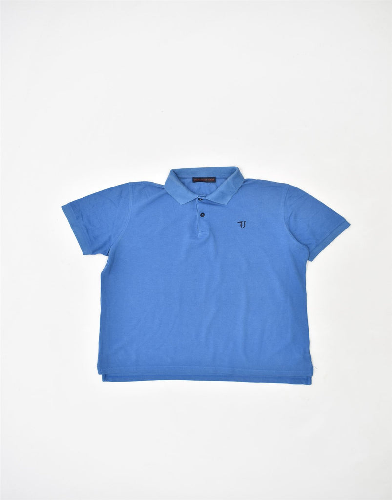 TRUSSARDI Mens Polo Shirt Medium Blue Cotton | Vintage | Thrift | Second-Hand | Used Clothing | Messina Hembry 