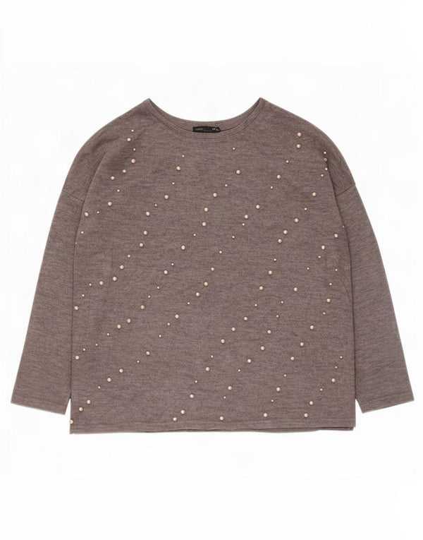 Zara Womens Oversized Top Long Sleeve UK 14 Medium Grey