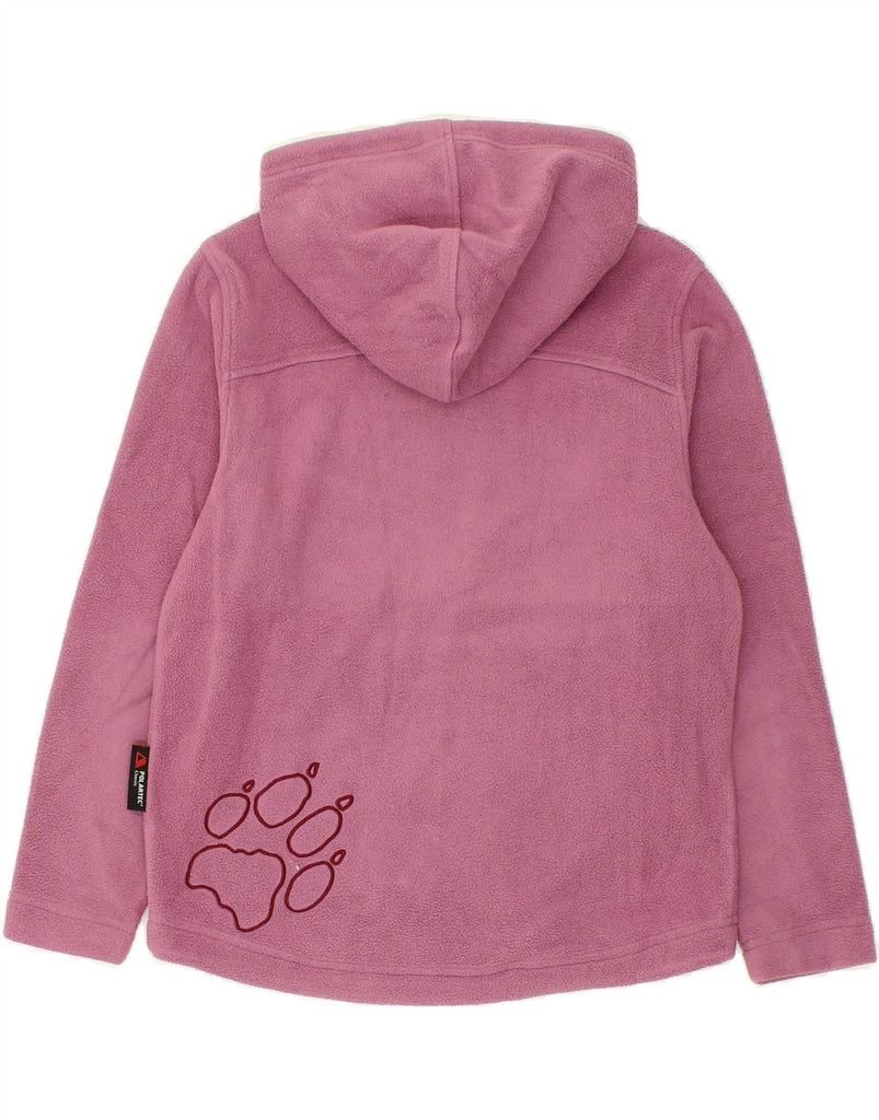 JACK WOLFSKIN Girls Graphic Hooded Fleece Jacket 9-10 Years Pink Polyester | Vintage Jack Wolfskin | Thrift | Second-Hand Jack Wolfskin | Used Clothing | Messina Hembry 