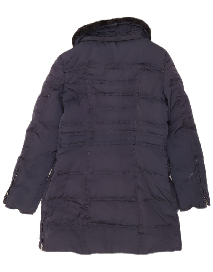 Zara Womens Padded Coat UK 6 XS Navy Blue Polyester