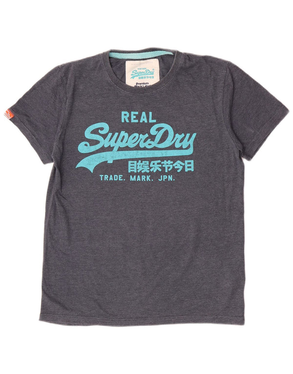 Superdry Mens Slim Fit Graphic T-Shirt Top XL Blue Cotton