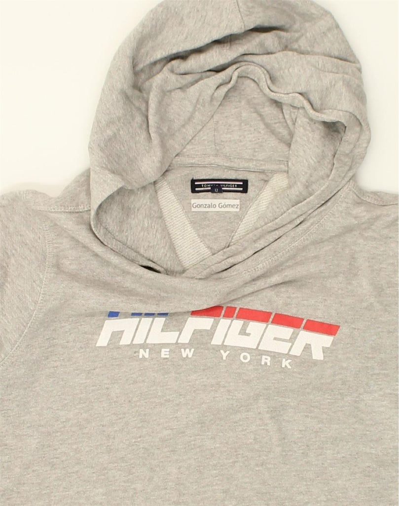 TOMMY HILFIGER Boys Graphic Hoodie Jumper 11-12 Years Grey Cotton | Vintage Tommy Hilfiger | Thrift | Second-Hand Tommy Hilfiger | Used Clothing | Messina Hembry 