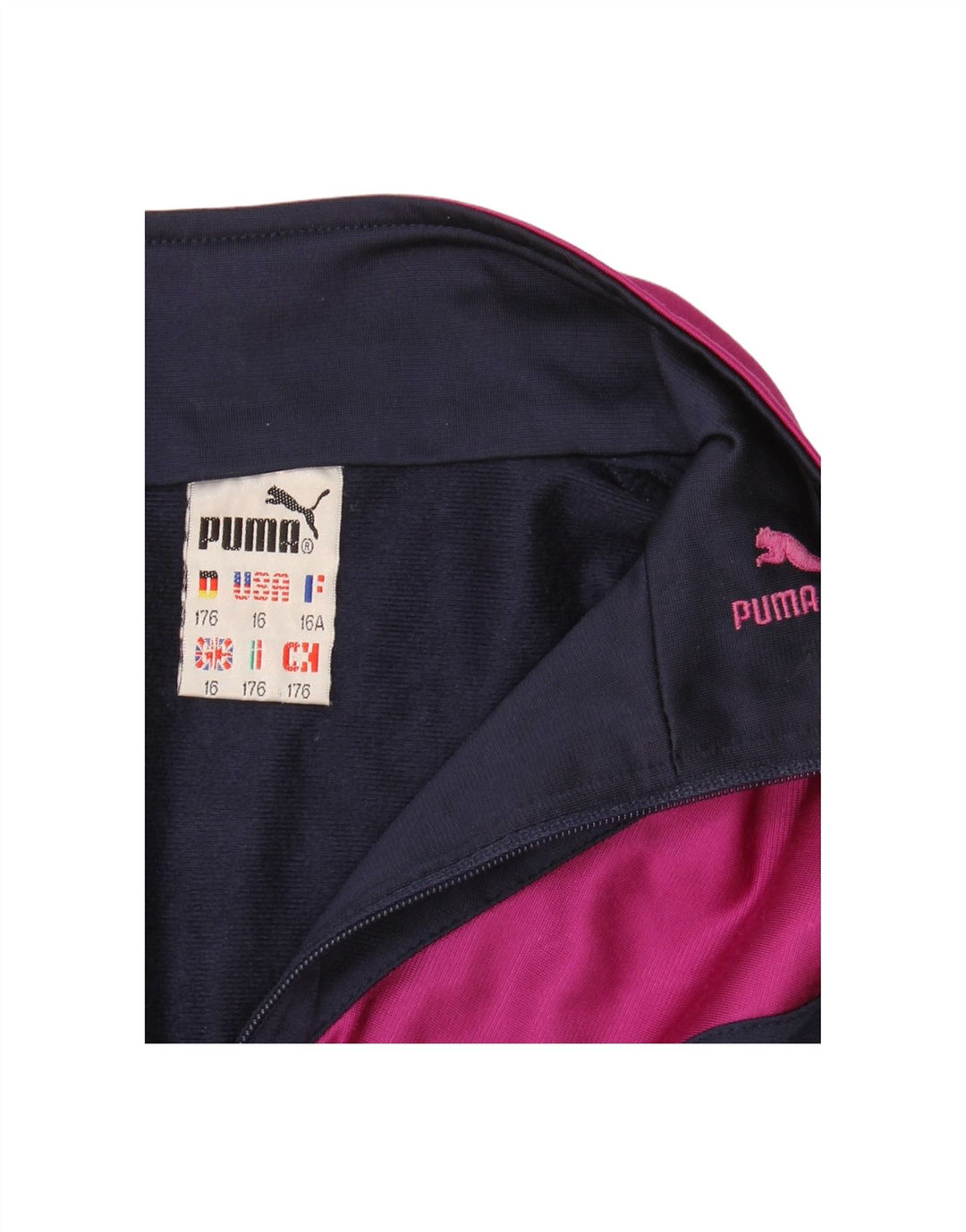 PUMA Girls Tracksuit Top Jacket 15-16 Years Pink Colourblock Polyester